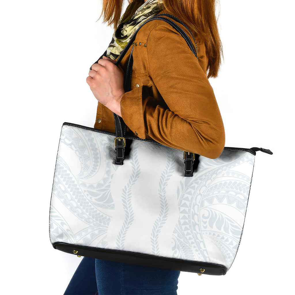 Samoa Lotu Tamaiti Leather Tote Bag Teuila With Tribal Motifs