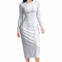 Samoa Lotu Tamaiti Long Sleeve Bodycon Dress Teuila With Tribal Motifs