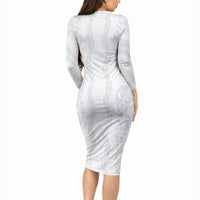 Samoa Lotu Tamaiti Long Sleeve Bodycon Dress Teuila With Tribal Motifs