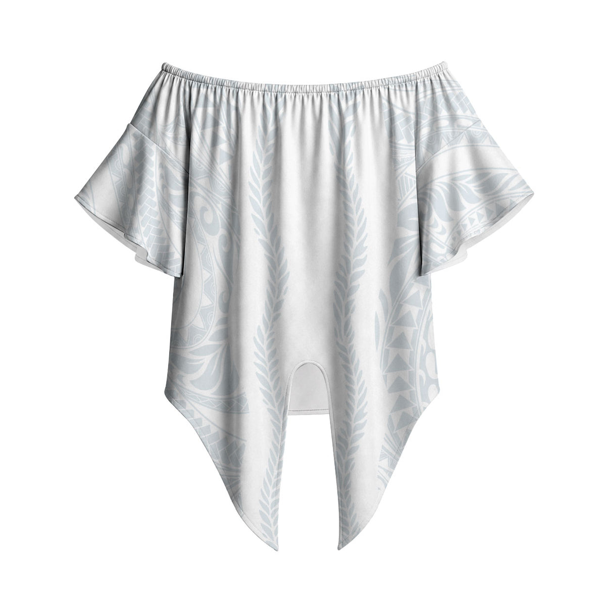 Samoa Lotu Tamaiti Off Shoulder Wrap Waist Top Teuila With Tribal Motifs