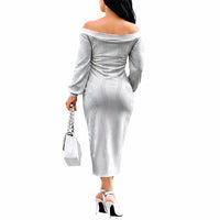 Samoa Lotu Tamaiti Off The Shoulder Long Sleeve Dress Teuila With Tribal Motifs