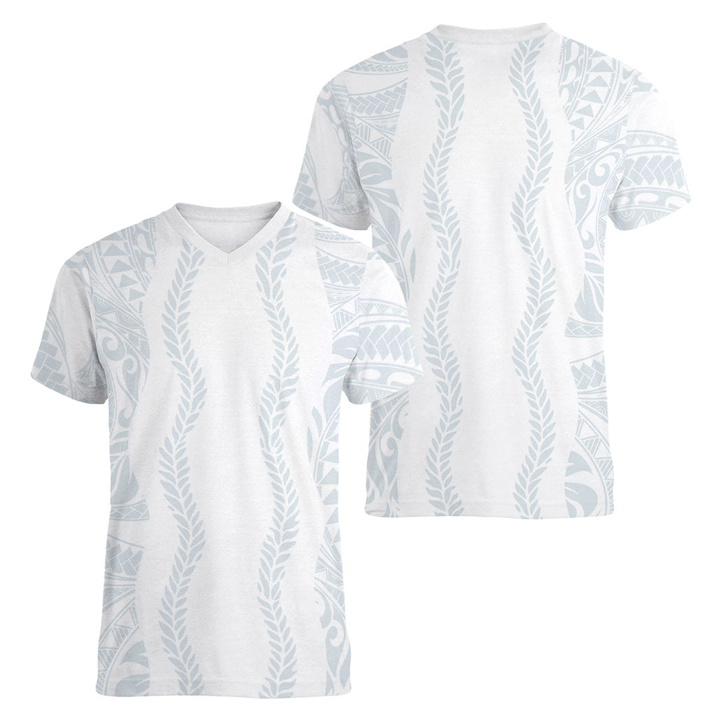 Samoa Lotu Tamaiti Women V-Neck T-Shirt Teuila With Tribal Motifs