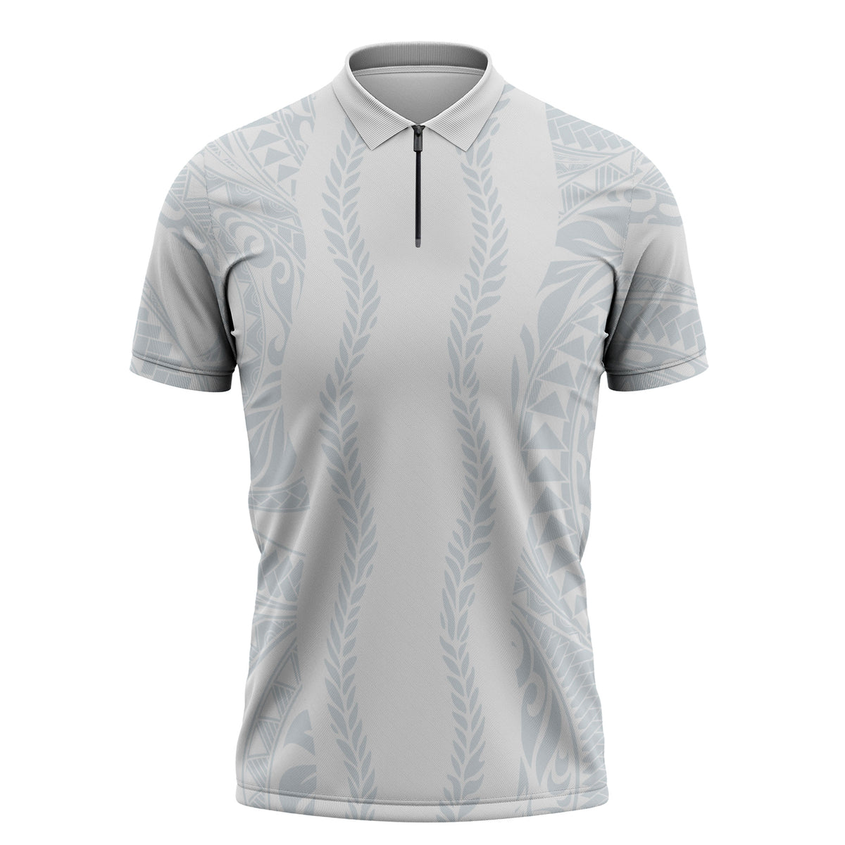 Samoa Lotu Tamaiti Zipper Polo Shirt Teuila With Tribal Motifs