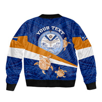 Personalized Marshall Islands Bomber Jacket Manit Day Coat Of Arms With Polynesian Turtle LT05 - Polynesian Pride