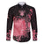 Breast Cancer Family Matching Puletasi Dress and Hawaiian Shirt Survivor Polynesian Ribbon Butterfly LT05 Dad's Shirt - Long Sleeve Pink - Polynesian Pride