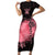 Breast Cancer Family Matching Short Sleeve Bodycon Dress and Hawaiian Shirt Survivor Polynesian Ribbon Butterfly LT05 Mom's Dress Pink - Polynesian Pride