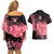 Personalized Breast Cancer Couples Matching Off Shoulder Short Dress and Hawaiian Shirt Survivor Polynesian Ribbon Butterfly LT05 - Polynesian Pride