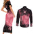 Personalized Breast Cancer Couples Matching Short Sleeve Bodycon Dress and Long Sleeve Button Shirts Survivor Polynesian Ribbon Butterfly LT05 - Polynesian Pride