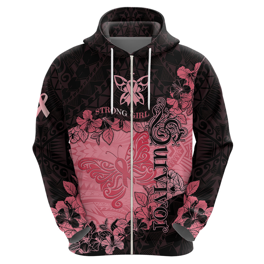 Personalized Breast Cancer Hoodie Survivor Polynesian Ribbon Butterfly LT05 - Polynesian Pride