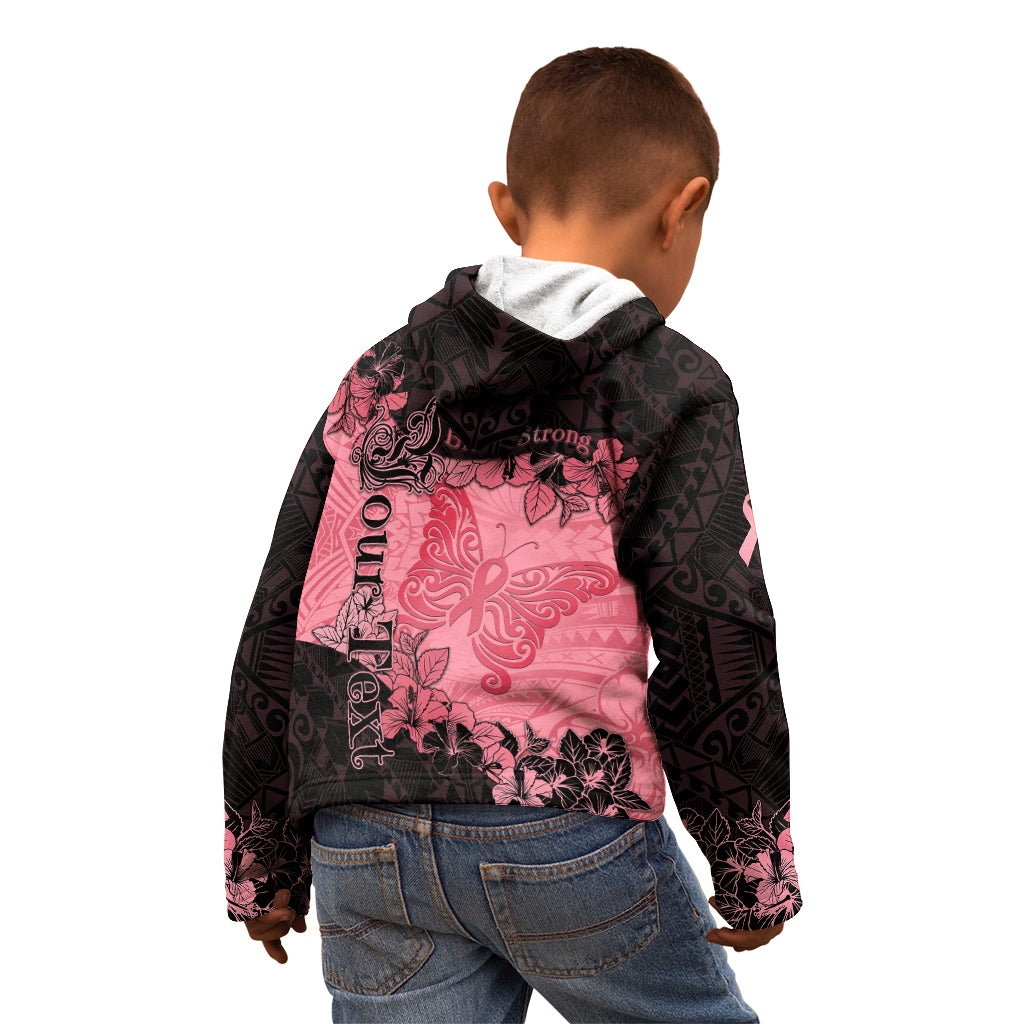 Personalized Breast Cancer Kid Hoodie Survivor Polynesian Ribbon Butterfly LT05 - Polynesian Pride