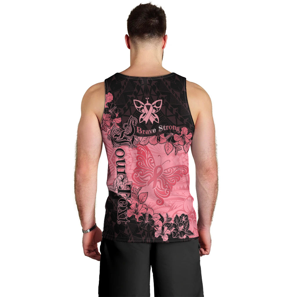 Personalized Breast Cancer Men Tank Top Survivor Polynesian Ribbon Butterfly LT05 - Polynesian Pride