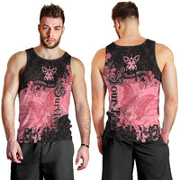 Personalized Breast Cancer Men Tank Top Survivor Polynesian Ribbon Butterfly LT05 - Polynesian Pride