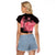 Personalized Breast Cancer Raglan Cropped T Shirt Survivor Polynesian Ribbon Butterfly LT05 - Polynesian Pride