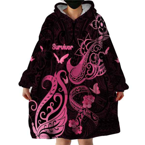 Breast Cancer Awareness Bomber Jacket Ribbon Polynesian Pattern Black Version LT05 main image 0