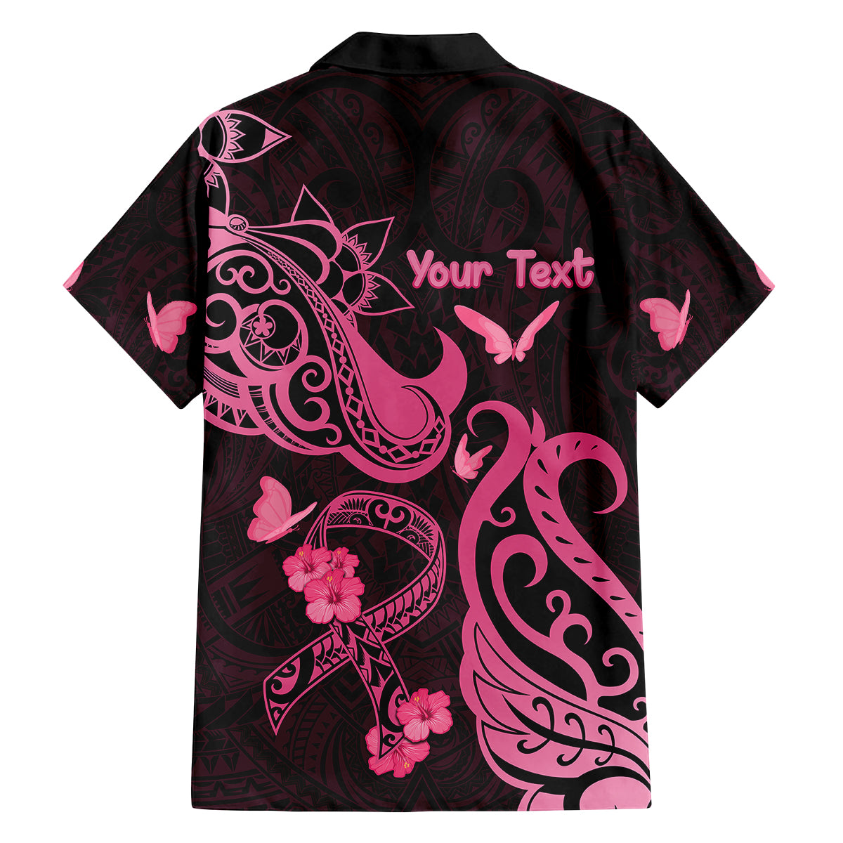 Personalized Breast Cancer Awareness Family Matching Mermaid Dress and Hawaiian Shirt Ribbon Polynesian Pattern Black Version LT05 - Polynesian Pride