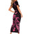 Personalized Breast Cancer Awareness Family Matching Short Sleeve Bodycon Dress and Hawaiian Shirt Ribbon Polynesian Pattern Black Version LT05 - Polynesian Pride