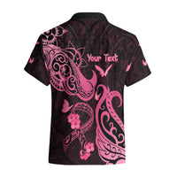 Personalized Breast Cancer Awareness Hawaiian Shirt Ribbon Polynesian Pattern Black Version LT05 - Polynesian Pride