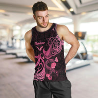 Personalized Breast Cancer Awareness Men Tank Top Ribbon Polynesian Pattern Black Version LT05 - Polynesian Pride