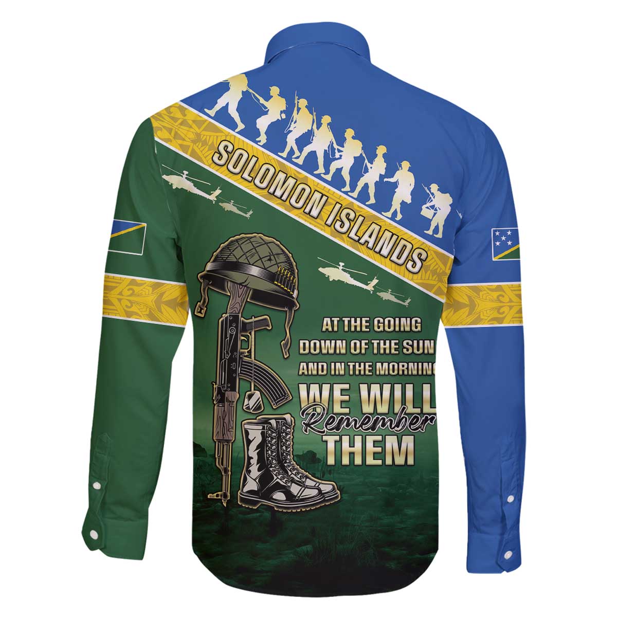 Solomon Islands Remembrance Day Family Matching Off Shoulder Short Dress and Hawaiian Shirt Lest We Forget