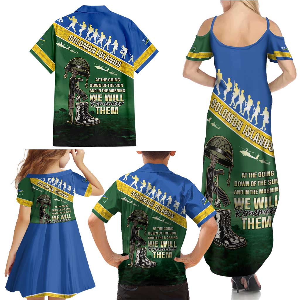 Solomon Islands Remembrance Day Family Matching Summer Maxi Dress and Hawaiian Shirt Lest We Forget