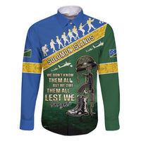 Solomon Islands Remembrance Day Family Matching Tank Maxi Dress and Hawaiian Shirt Lest We Forget LT05 Dad's Shirt - Long Sleeve Green - Polynesian Pride