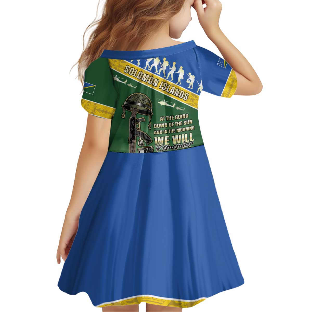 Solomon Islands Remembrance Day Kid Short Sleeve Dress Lest We Forget