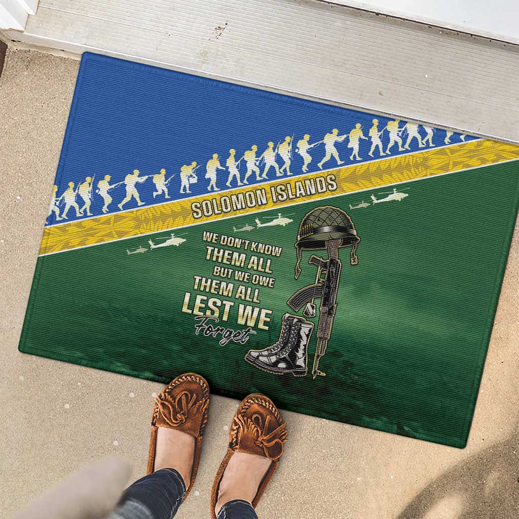 Solomon Islands Remembrance Day Rubber Doormat Lest We Forget