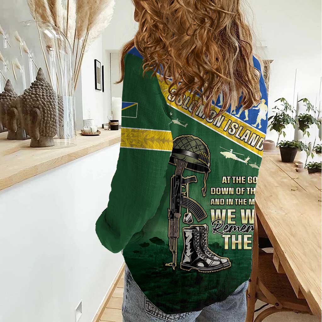Solomon Islands Remembrance Day Women Casual Shirt Lest We Forget