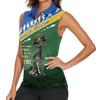 Solomon Islands Remembrance Day Women Sleeveless Polo Shirt Lest We Forget