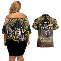 Polynesia Veterans Day Couples Matching Off Shoulder Short Dress and Hawaiian Shirt Thank You Veterans Polynesian Pattern