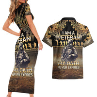 Polynesia Veterans Day Couples Matching Short Sleeve Bodycon Dress and Hawaiian Shirt Thank You Veterans Polynesian Pattern