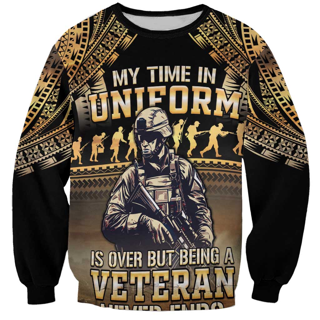 Polynesia Veterans Day Sweatshirt Thank You Veterans Polynesian Pattern