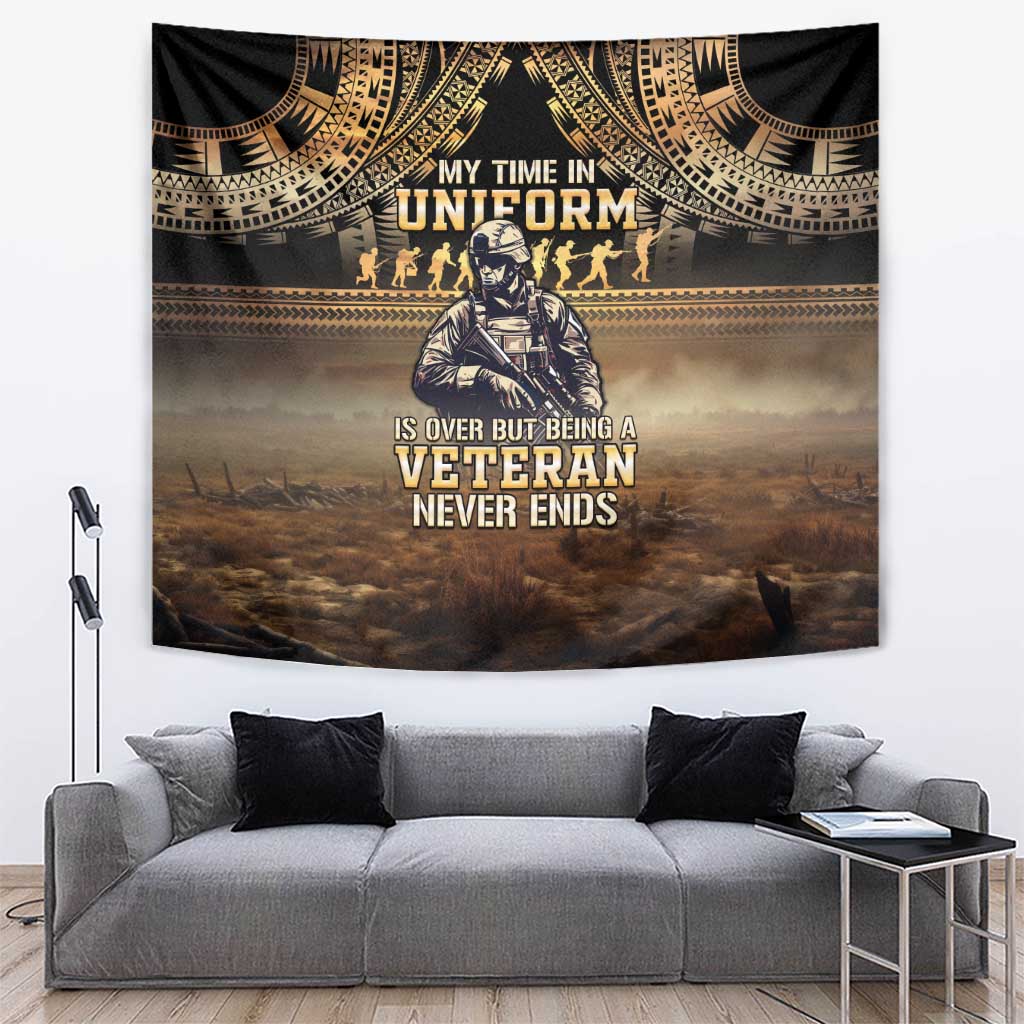 Polynesia Veterans Day Tapestry Thank You Veterans Polynesian Pattern LT05 Gold - Polynesian Pride