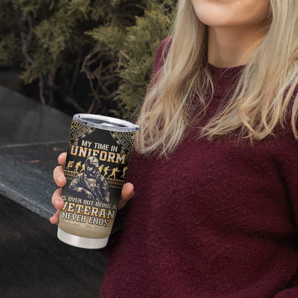 Polynesia Veterans Day Tumbler Cup Thank You Veterans Polynesian Pattern