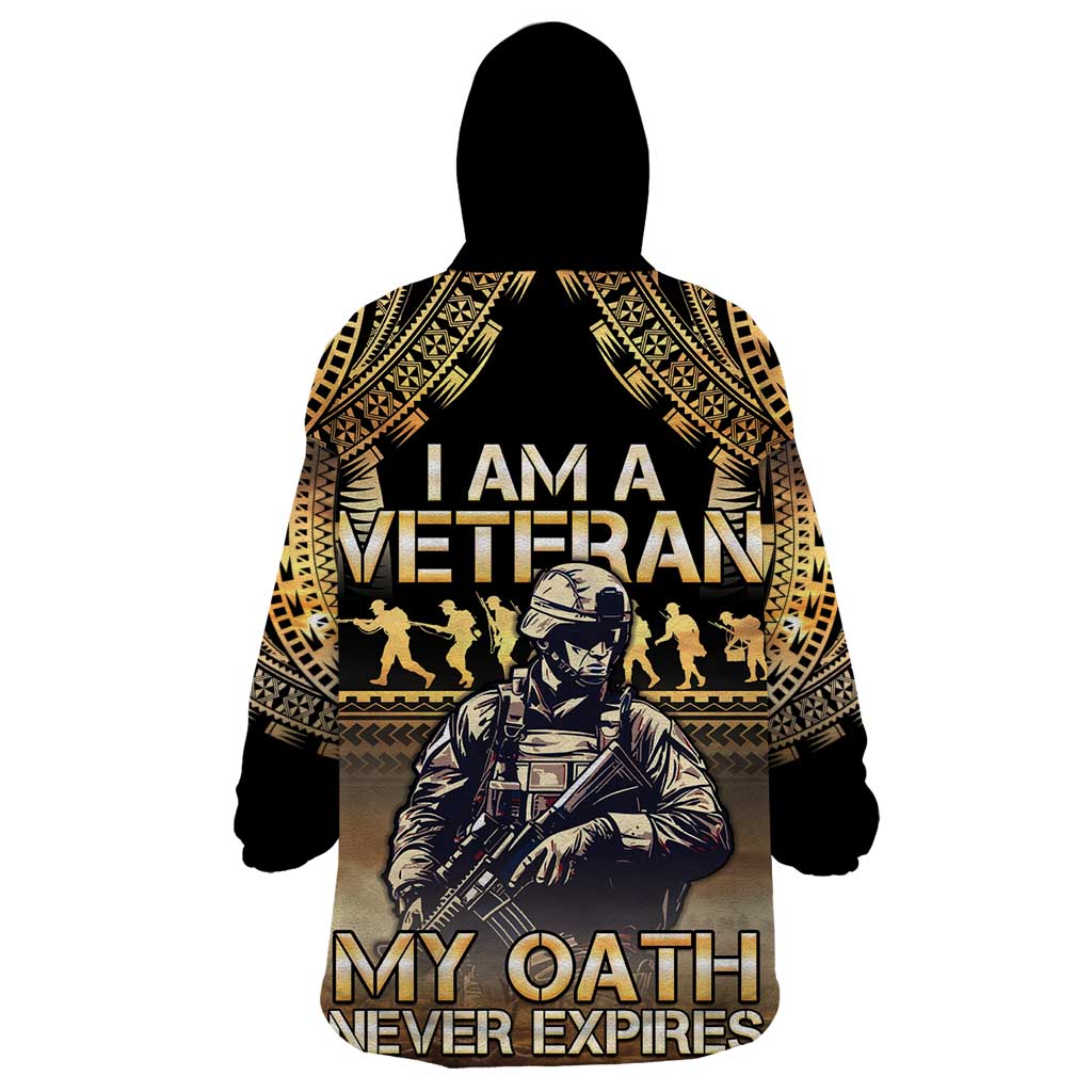 Polynesia Veterans Day Wearable Blanket Hoodie Thank You Veterans Polynesian Pattern