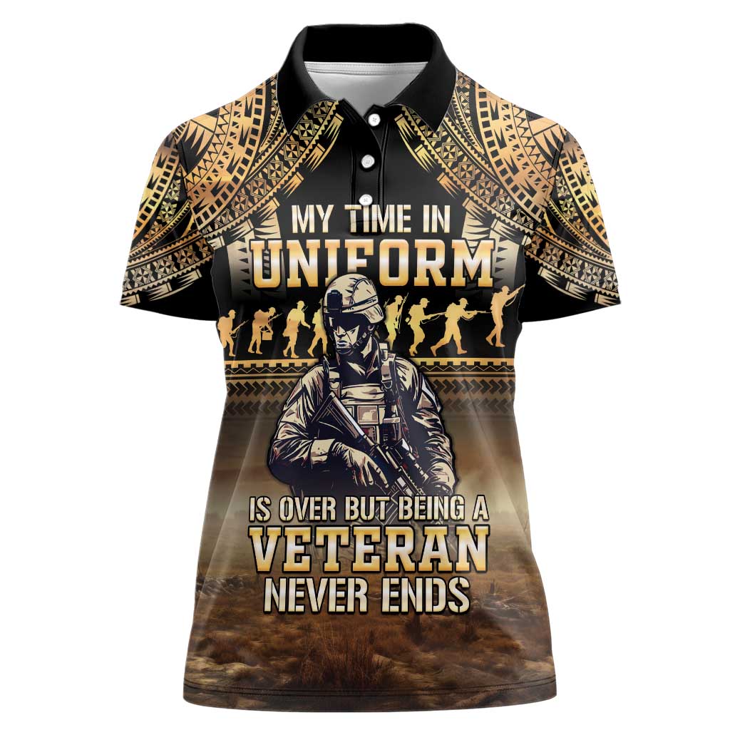 Polynesia Veterans Day Women Polo Shirt Thank You Veterans Polynesian Pattern LT05 Female Gold - Polynesian Pride