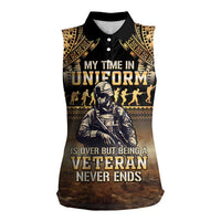 Polynesia Veterans Day Women Sleeveless Polo Shirt Thank You Veterans Polynesian Pattern