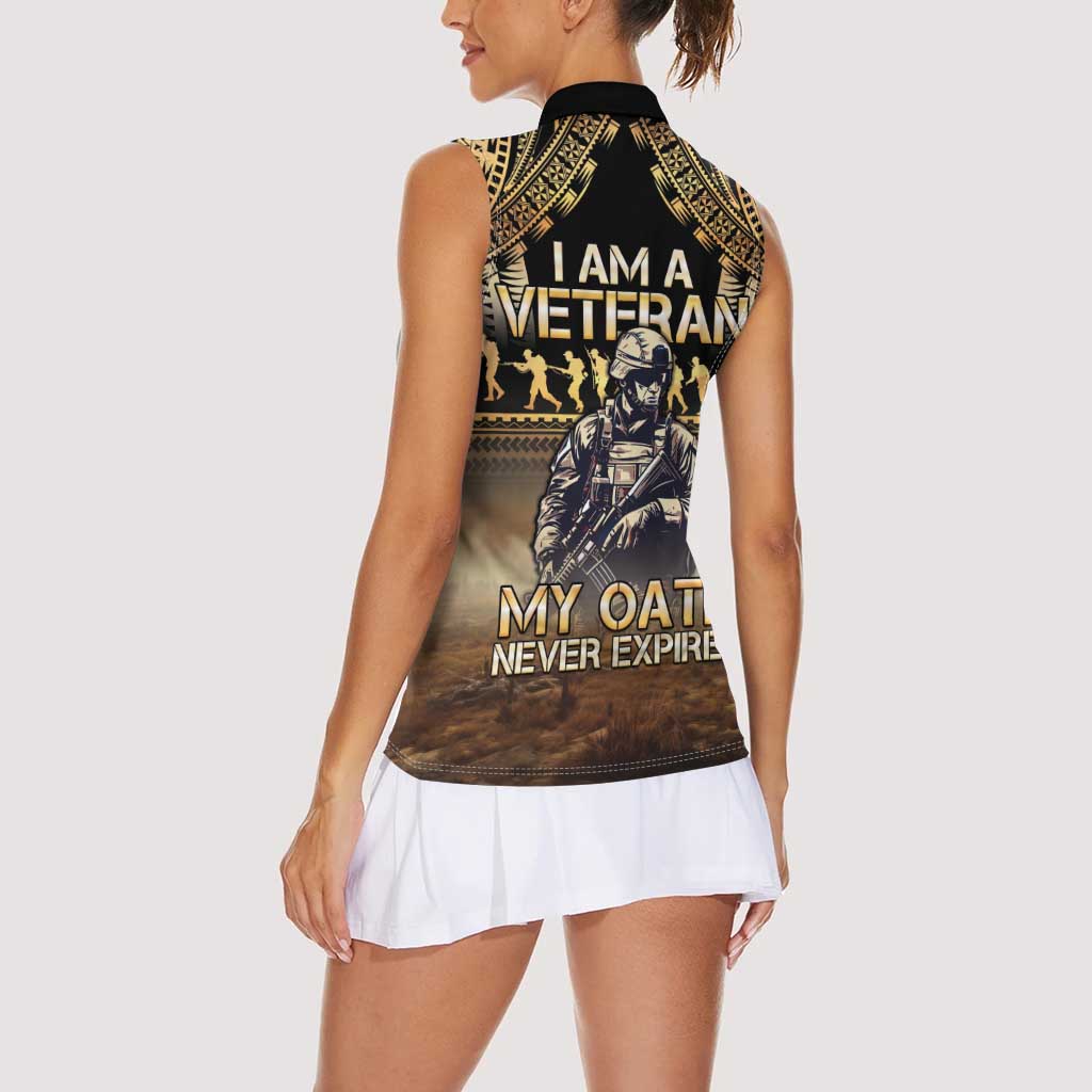 Polynesia Veterans Day Women Sleeveless Polo Shirt Thank You Veterans Polynesian Pattern