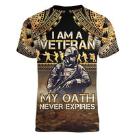 Polynesia Veterans Day Women V-Neck T-Shirt Thank You Veterans Polynesian Pattern