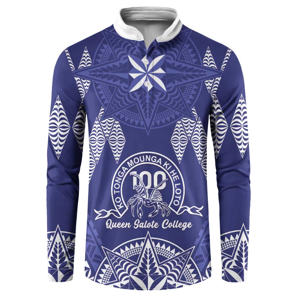 Personalised Queen Salote College Centenary Button Sweatshirt Tongan Kupesi Pattern - Polynesian Pride