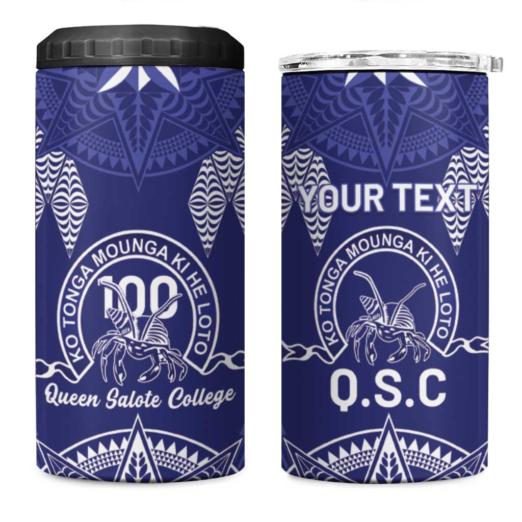 Personalised Queen Salote College Centenary 4 in 1 Can Cooler Tumbler Tongan Kupesi Pattern - Polynesian Pride