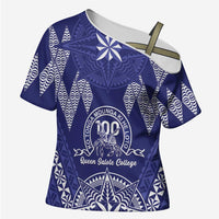 Personalised Queen Salote College Centenary Cross Shoulder Shirt Tongan Kupesi Pattern - Polynesian Pride