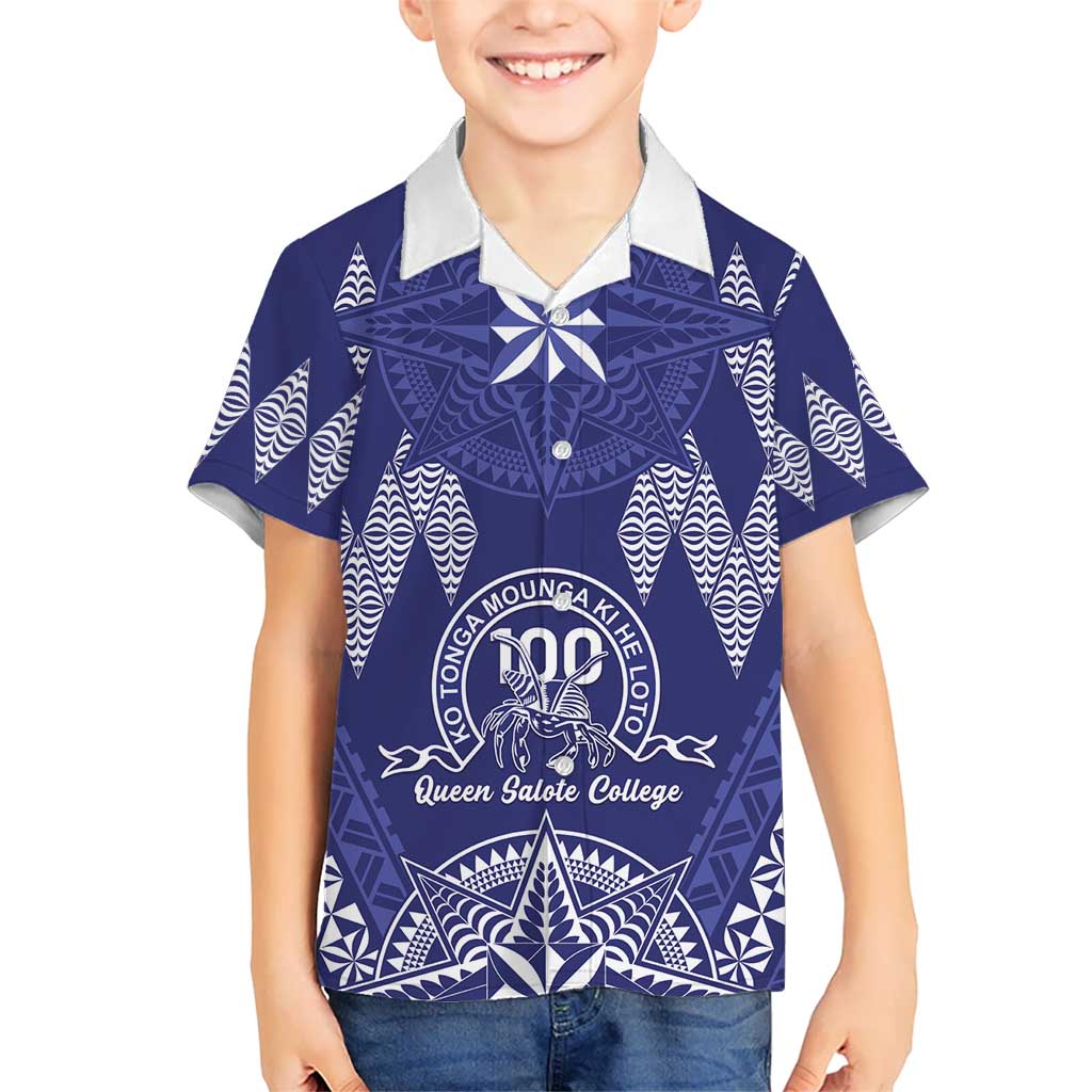 Personalised Queen Salote College Centenary Kid Hawaiian Shirt Tongan Kupesi Pattern - Polynesian Pride