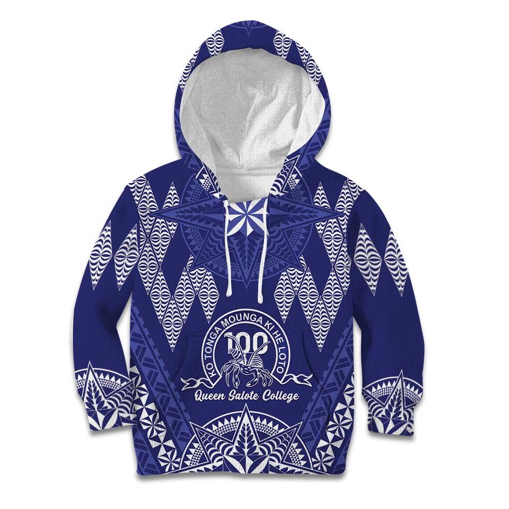 Personalised Queen Salote College Centenary Kid Hoodie Tongan Kupesi Pattern - Polynesian Pride
