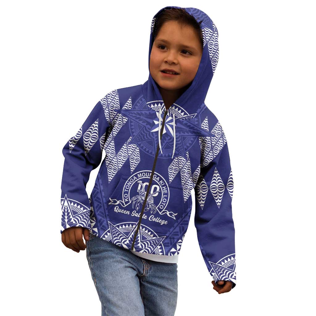Personalised Queen Salote College Centenary Kid Hoodie Tongan Kupesi Pattern - Polynesian Pride