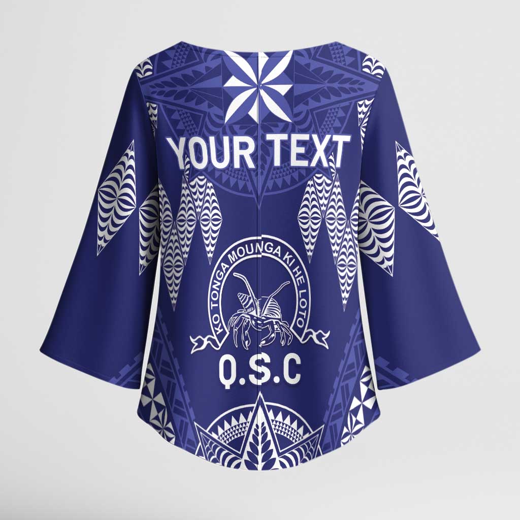 Personalised Queen Salote College Centenary Kimono Sleeve Blouse Tongan Kupesi Pattern - Polynesian Pride