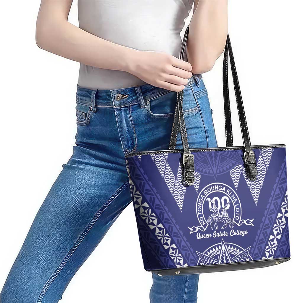 Queen Salote College Centenary Leather Tote Bag Tongan Kupesi Pattern - Polynesian Pride