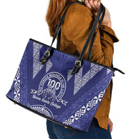 Queen Salote College Centenary Leather Tote Bag Tongan Kupesi Pattern - Polynesian Pride