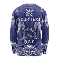 Personalised Queen Salote College Centenary Long Sleeve Shirt Tongan Kupesi Pattern - Polynesian Pride