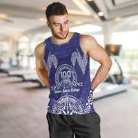 Personalised Queen Salote College Centenary Men Tank Top Tongan Kupesi Pattern - Polynesian Pride